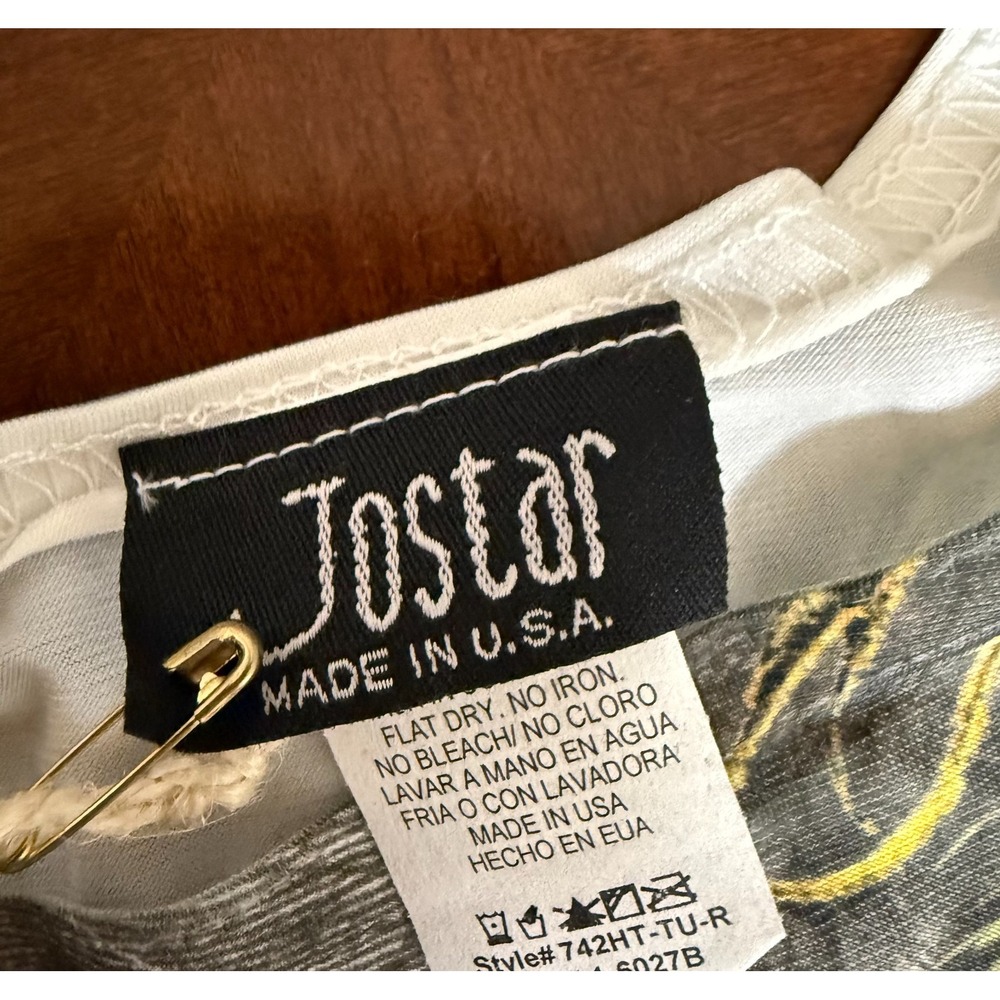 Jostar Sz XL Tan Multicolor Rhinestone‎ Studded Peacock Polyester Spandex Dress - Picture 6 of 8